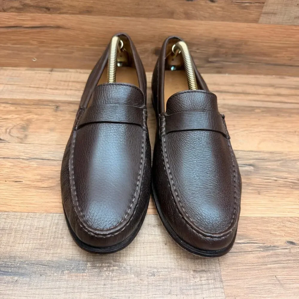 Trenery Size 10 EU43  Mens Black Leather Loafer Slip On Driving Moccasins